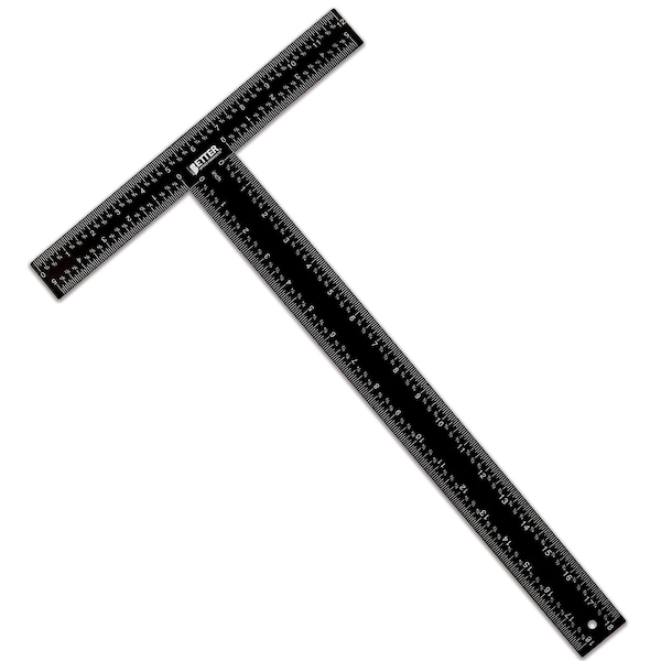 Better Office Products T-Ruler/T-Square, Double-Sided Carbon Steel, 18 Inch, Black W/White Standard & Metric Markings 00330 - main